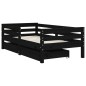 Estrutura cama infantil c/ gavetas 70x140 cm pinho maciço preto