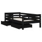 Estrutura cama infantil c/ gavetas 70x140 cm pinho maciço preto