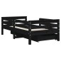 Estrutura cama infantil c/ gavetas 70x140 cm pinho maciço preto