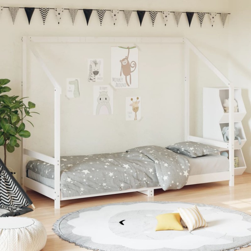 Estrutura de cama infantil 80x200 cm pinho maciço branco-Berços e camas infantis-Home Retail