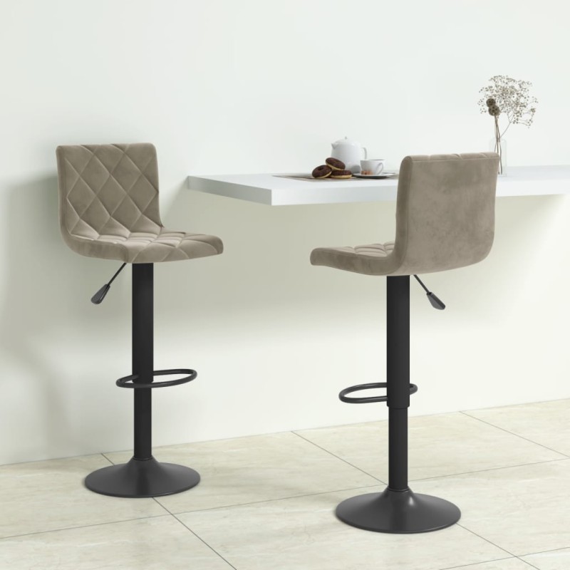 Bancos de bar 2 pcs veludo cinzento-claro-Bancos de bar-Home Retail