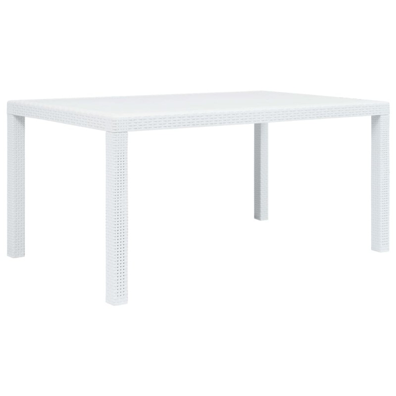 Mesa de jardim 150x90x72 cm plástico branco com aspeto de vime-Mesas de jardim-Home Retail