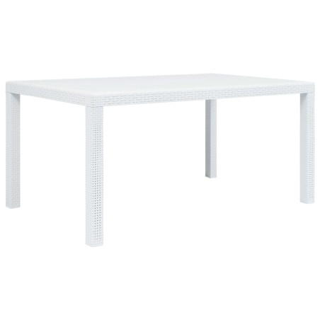 Mesa de jardim 150x90x72 cm plástico branco com aspeto de vime