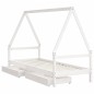 Estrutura cama infantil c/ gavetas 90x200cm pinho maciço branco