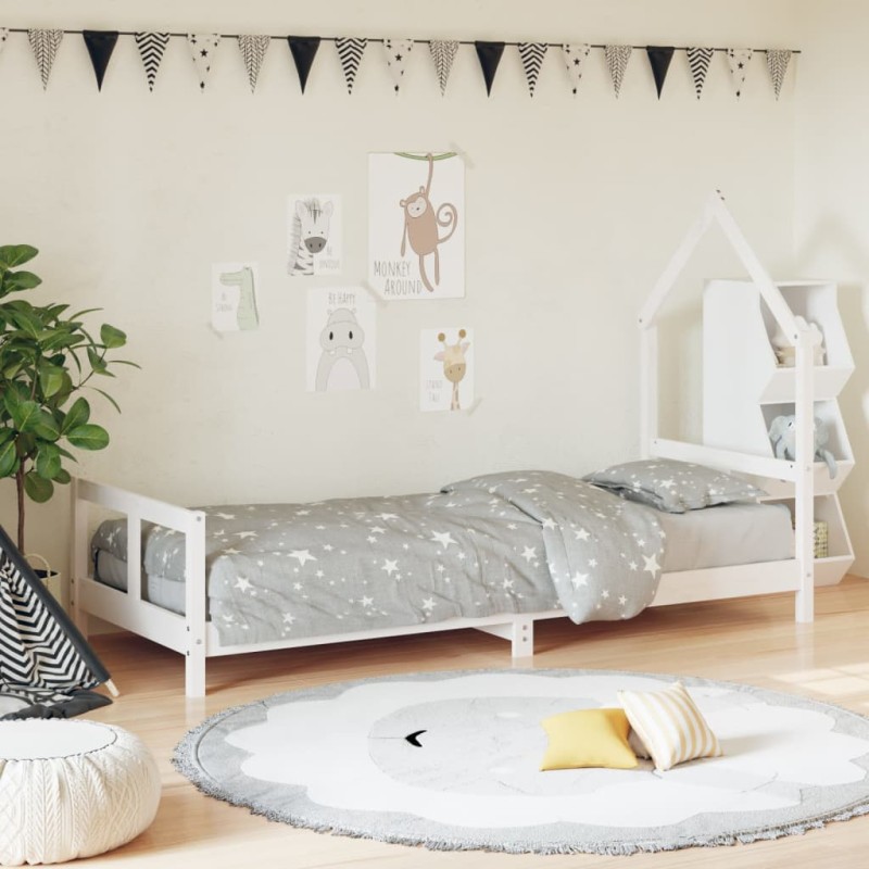 Estrutura de cama infantil 80x200 cm pinho maciço branco-Berços e camas infantis-Home Retail