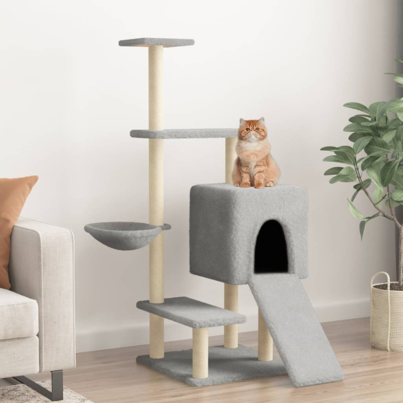 Árvore gatos c/ postes arranhadores sisal 130,5 cm cinza-claro-Móveis para gatos-Home Retail