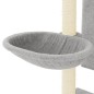 Árvore gatos c/ postes arranhadores sisal 130,5 cm cinza-claro