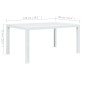 Mesa de jardim 150x90x72 cm plástico branco com aspeto de vime