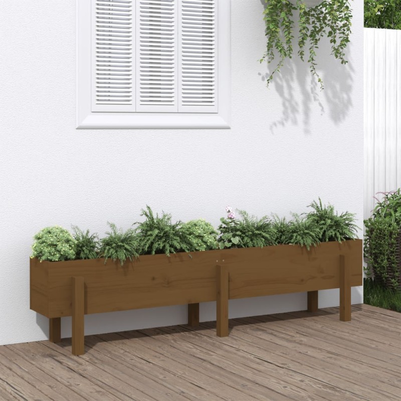 Canteiro elevado jardim 160x30x38 cm pinho maciço castanho-mel-Vasos e floreiras-Home Retail