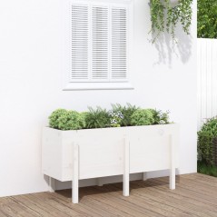 Canteiro elevado de jardim 121x50x57 cm pinho maciço branco