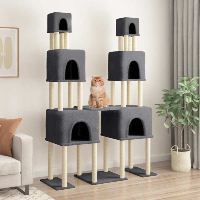 Árvore p/ gatos c/ postes arranhadores sisal 199cm cinza-escuro-Móveis para gatos-Home Retail