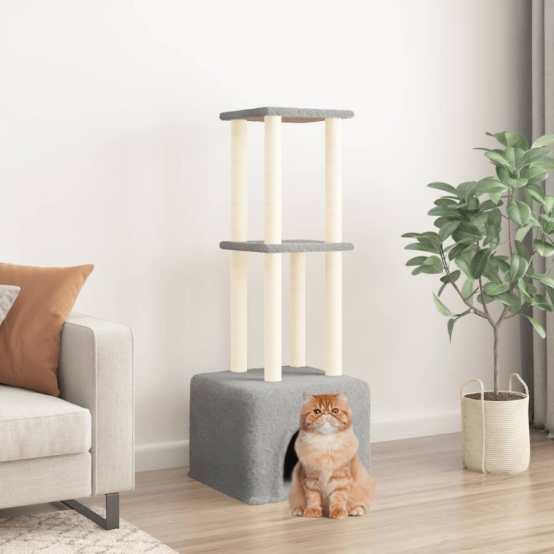 Árvore gatos c/ postes arranhadores sisal 133,5 cm cinza-claro-Móveis para gatos-Home Retail