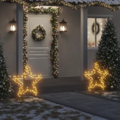 Decoração estrela de Natal c/ luz e estacas 115 luzes LED 85 cm