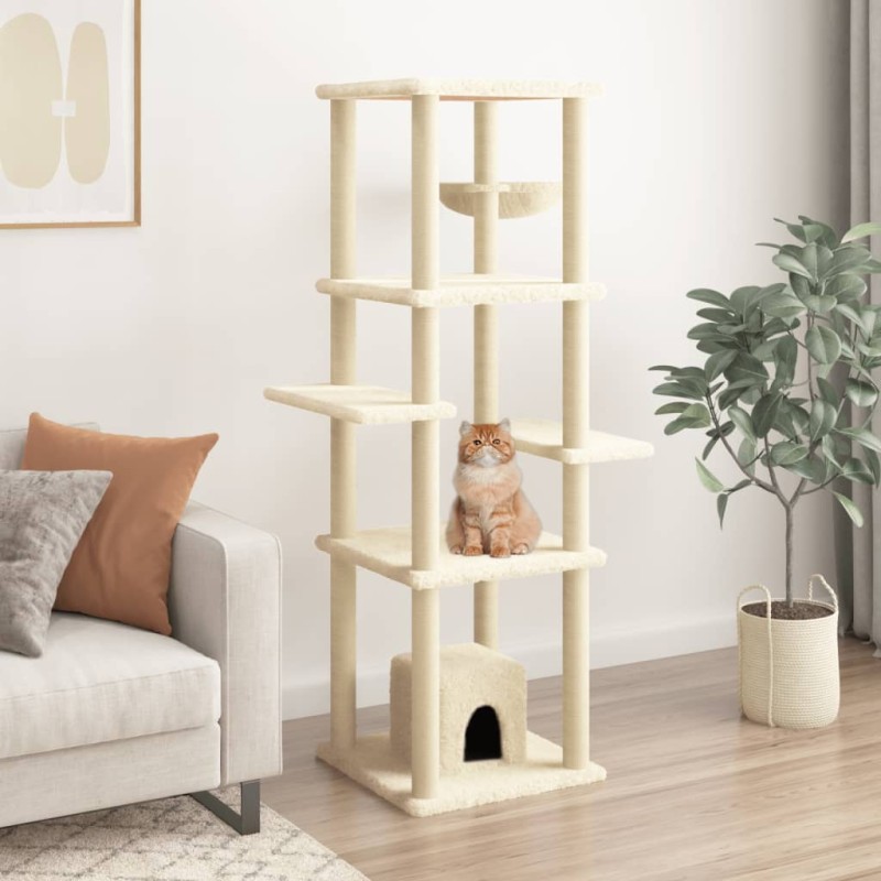 Árvore para gatos c/ postes arranhadores sisal 154 cm cor creme-Móveis para gatos-Home Retail