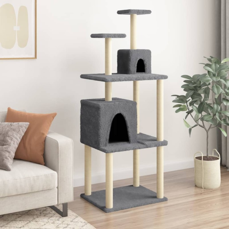 Árvore p/ gatos c/ postes arranhadores sisal 167cm cinza-escuro-Móveis para gatos-Home Retail