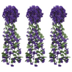 Grinaldas de flores artificiais 3 pcs 85 cm roxo escuro