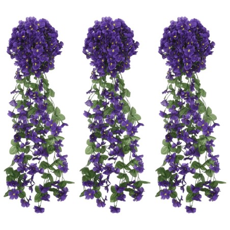 Grinaldas de flores artificiais 3 pcs 85 cm roxo escuro