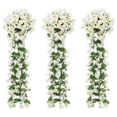 Grinaldas de flores artificiais 3 pcs 85 cm branco