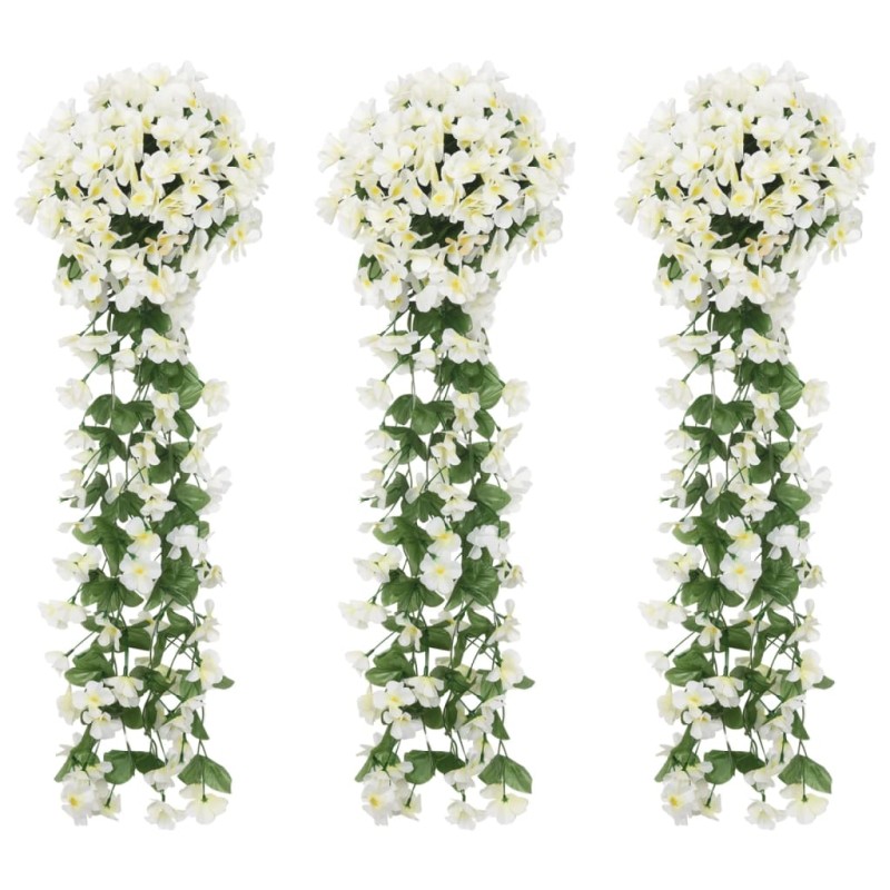 Grinaldas de flores artificiais 3 pcs 85 cm branco-Coroas de flores e grinaldas-Home Retail