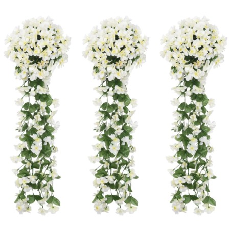 Grinaldas de flores artificiais 3 pcs 85 cm branco