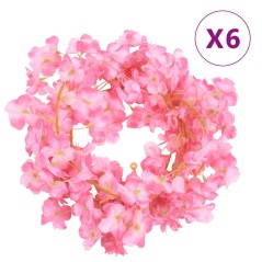 Grinaldas de flores artificiais 6 pcs 180 cm rosa escuro