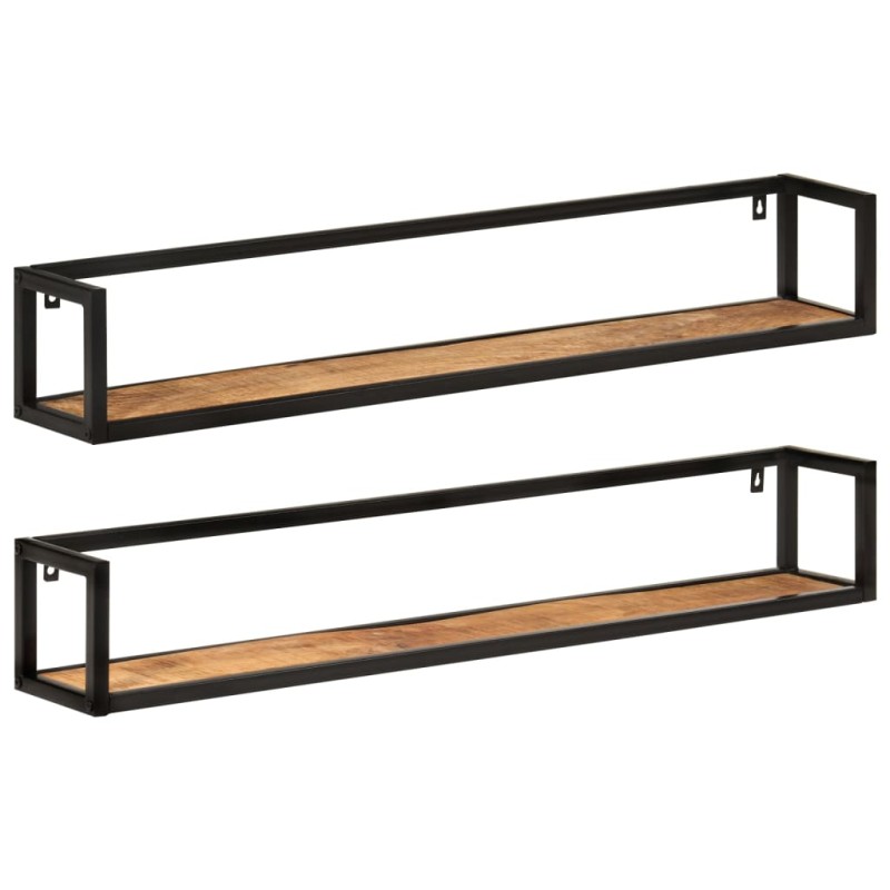 Prateleiras de parede 2 pcs 110x17x17 cm mangueira maciça/ferro-Prateleiras-Home Retail