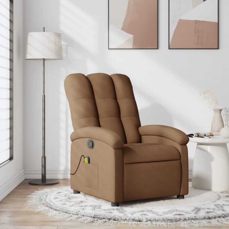 Poltrona de massagens reclinável tecido castanho-Poltronas-Home Retail