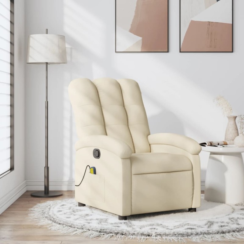 Poltrona de massagens reclinável tecido cor creme-Poltronas-Home Retail