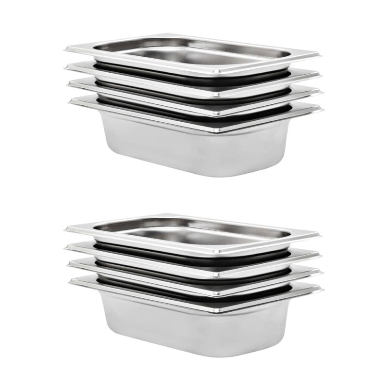 Recipientes gastronorm 8 pcs GN 1/4 65 mm aço inoxidável-Panelas para mesa térmica-Home Retail