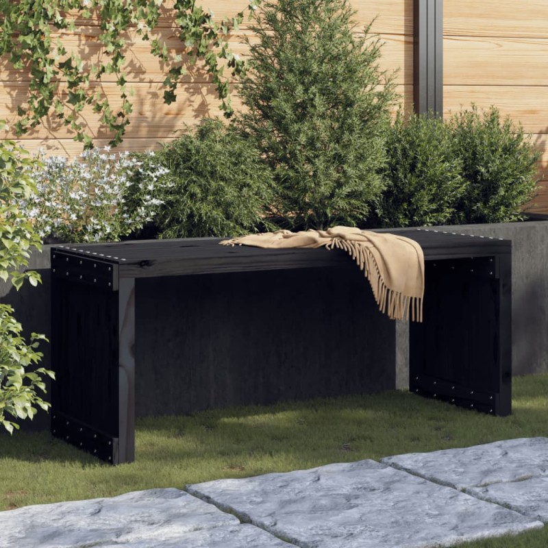 Banco de jardim extensível 212,5x40,5x45 cm pinho maciço preto-Bancos de jardim-Home Retail