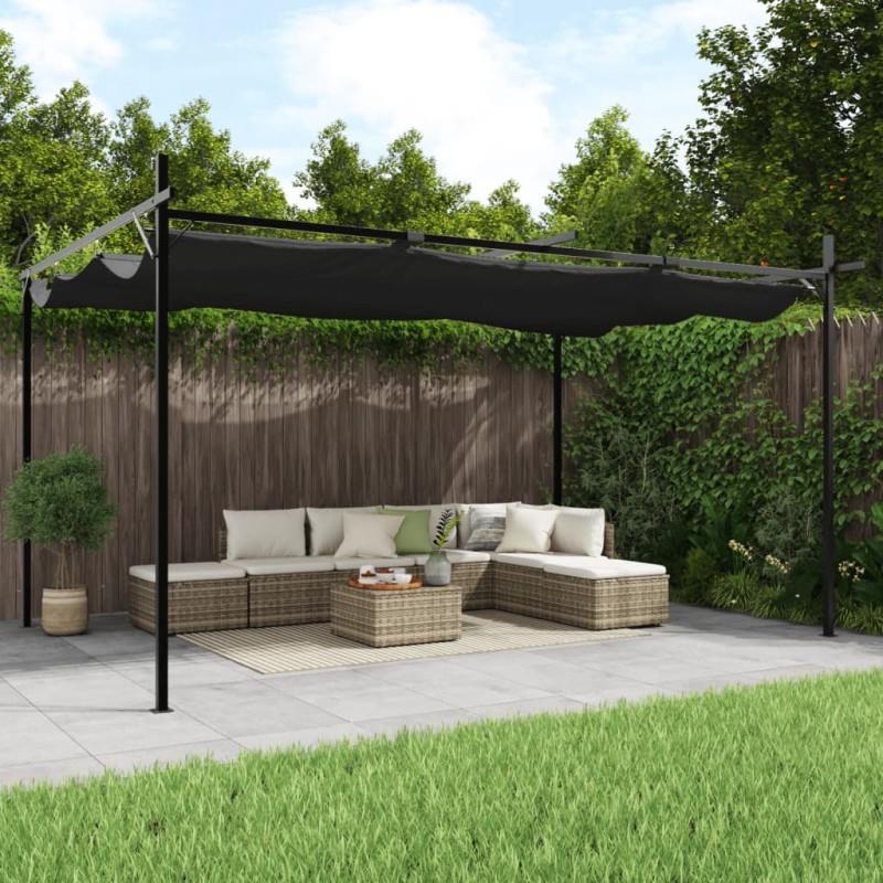 Pérgola com toldo retrátil 395x292x230 cm cor antracite-Toldos e gazebos-Home Retail