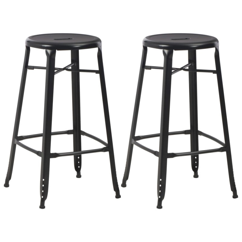 Bancos de bar 2 pcs aço preto-Bancos de bar-Home Retail