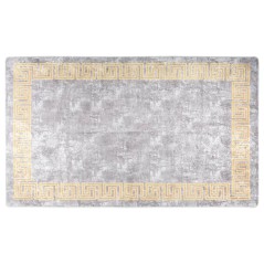 Tapete lavável antiderrapante 150x230 cm cinzento e dourado