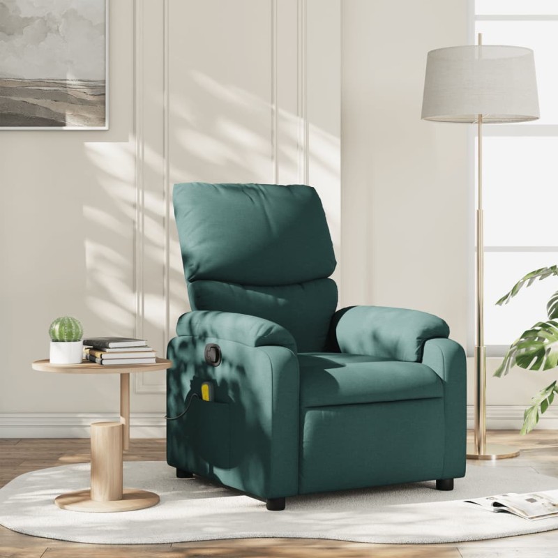 Poltrona de massagens reclinável tecido verde-escuro-Poltronas-Home Retail