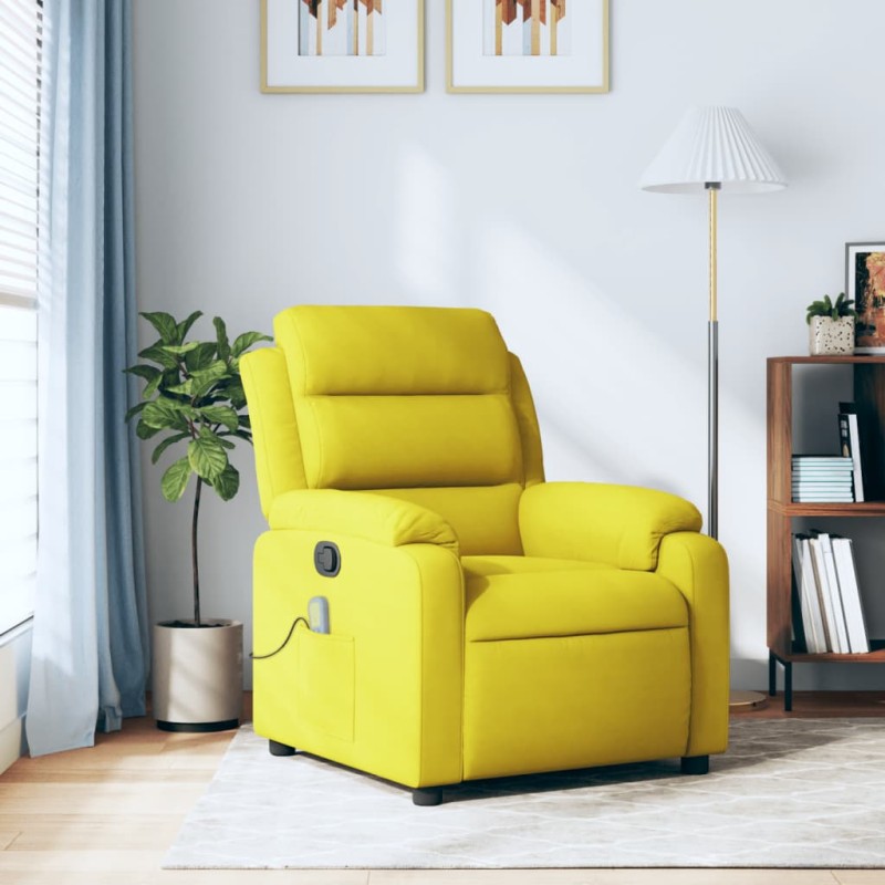 Poltrona de massagens reclinável veludo amarelo-Poltronas-Home Retail