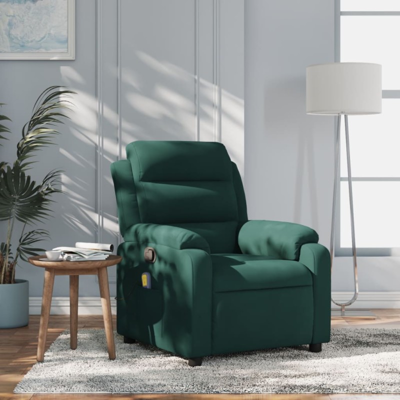 Poltrona de massagens reclinável veludo verde-escuro-Poltronas-Home Retail