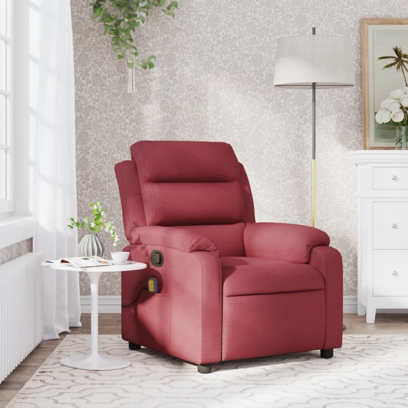 Poltrona de massagens reclinável tecido vermelho tinto-Poltronas-Home Retail