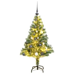 Árvore de Natal artificial c/ 150 LEDs conj. bolas e neve 120cm