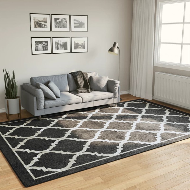 Tapete lavável antiderrapante 190x300 cm preto e branco-Tapetes-Home Retail