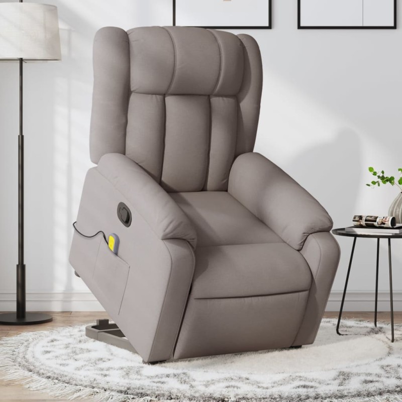 Poltrona elevatória de massagens tecido cinzento-acastanhado-Poltronas-Home Retail