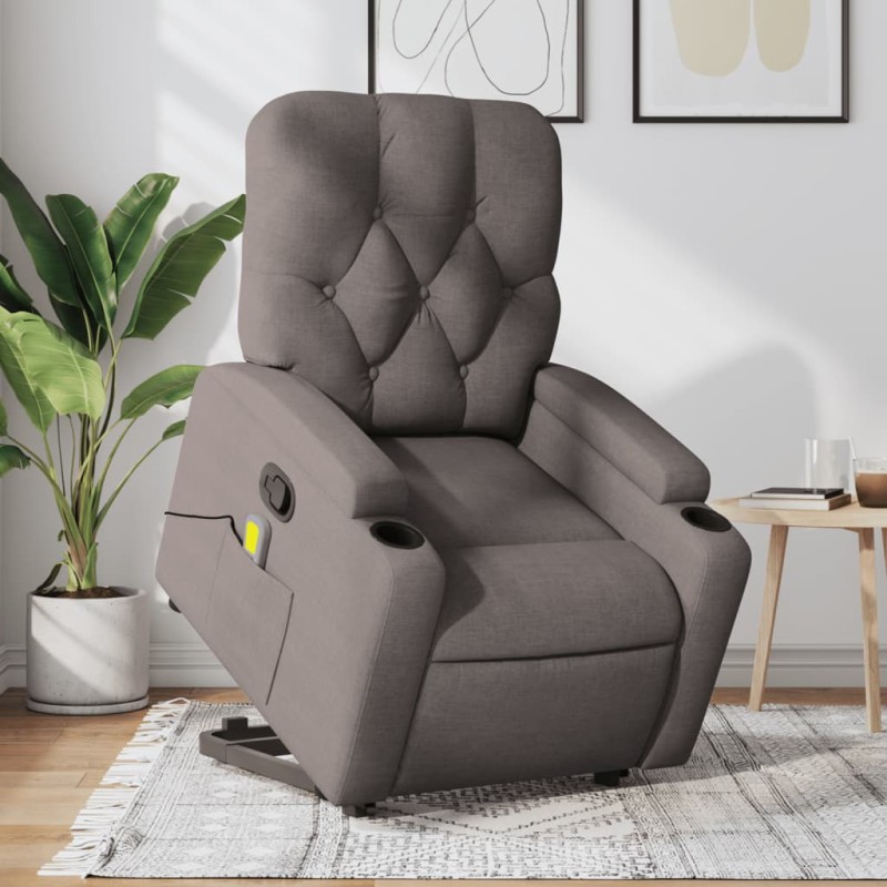 Poltrona elevatória de massagens tecido cinzento-acastanhado-Poltronas-Home Retail