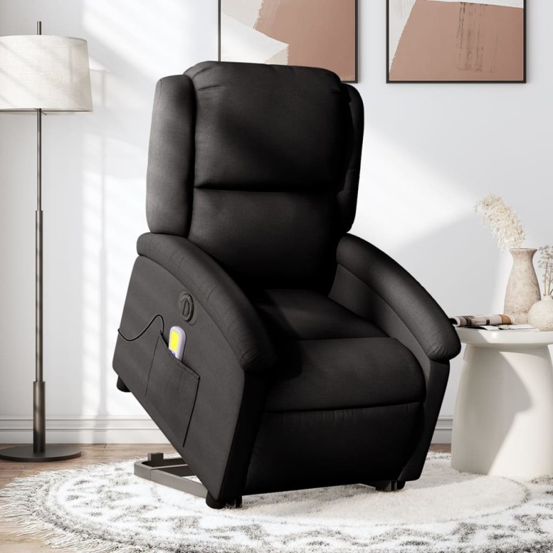 Poltrona elétrica elevatória massagens tecido preto-Poltronas-Home Retail