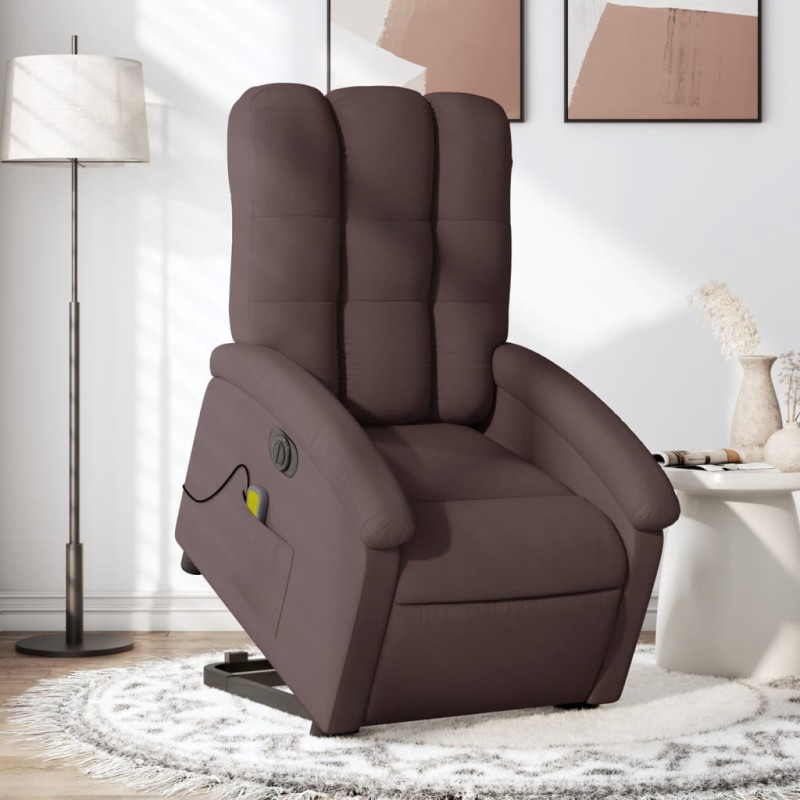 Poltrona elétrica elevatória massagens tecido castanho-escuro-Poltronas-Home Retail