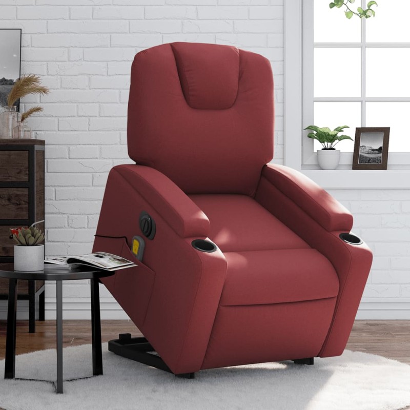 Poltrona reclin. elevatória elétrica couro artif vermelho-tinto-Poltronas-Home Retail