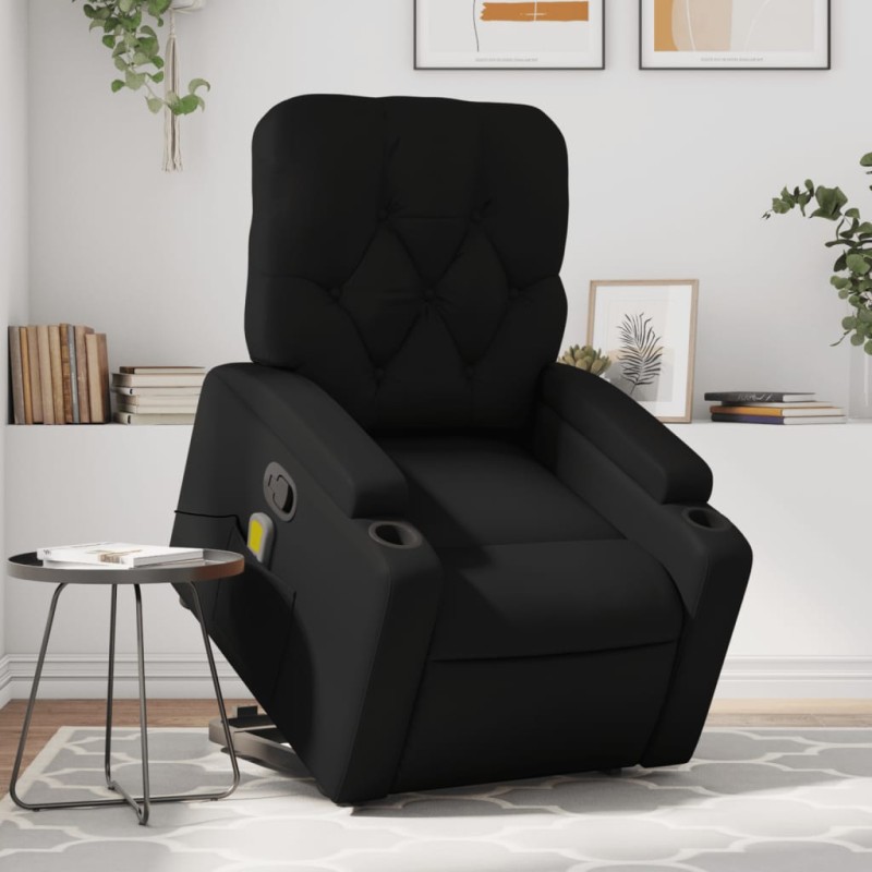 Poltrona massagens reclinável elevatória couro artificial preto-Poltronas-Home Retail