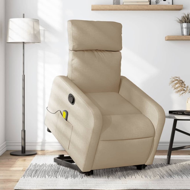 Poltrona elevatória de massagens tecido cor creme-Poltronas-Home Retail