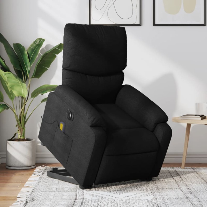 Poltrona elétrica elevatória massagens tecido preto-Poltronas-Home Retail