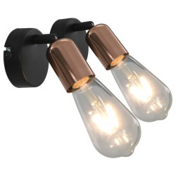 Holofotes 2 pcs preto e cobre E27 - vidaXL | Holofotes | Homeretail