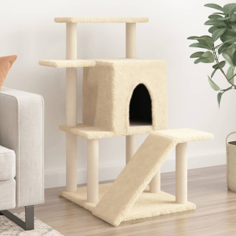 Árvore p/ gatos c/ postes arranhadores sisal 97 cm cor creme-Móveis para gatos-Home Retail