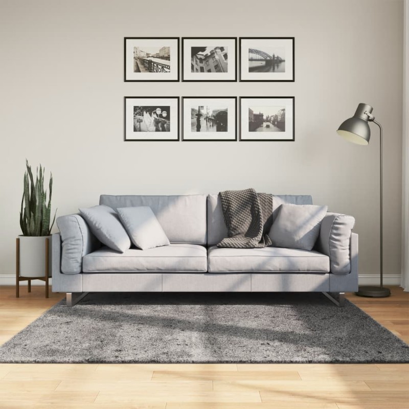 Tapete pelo curto macio e lavável HUARTE 160x160 cm antracite-Tapetes-Home Retail